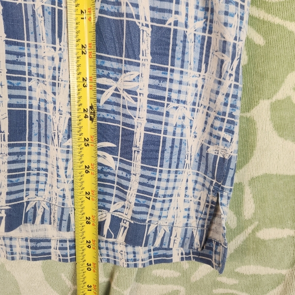 Tommy Bahama Mens Silk Button Down Shirt‎ Large Blue Plaid Palm Hawaiian Print - Picture 8 of 8